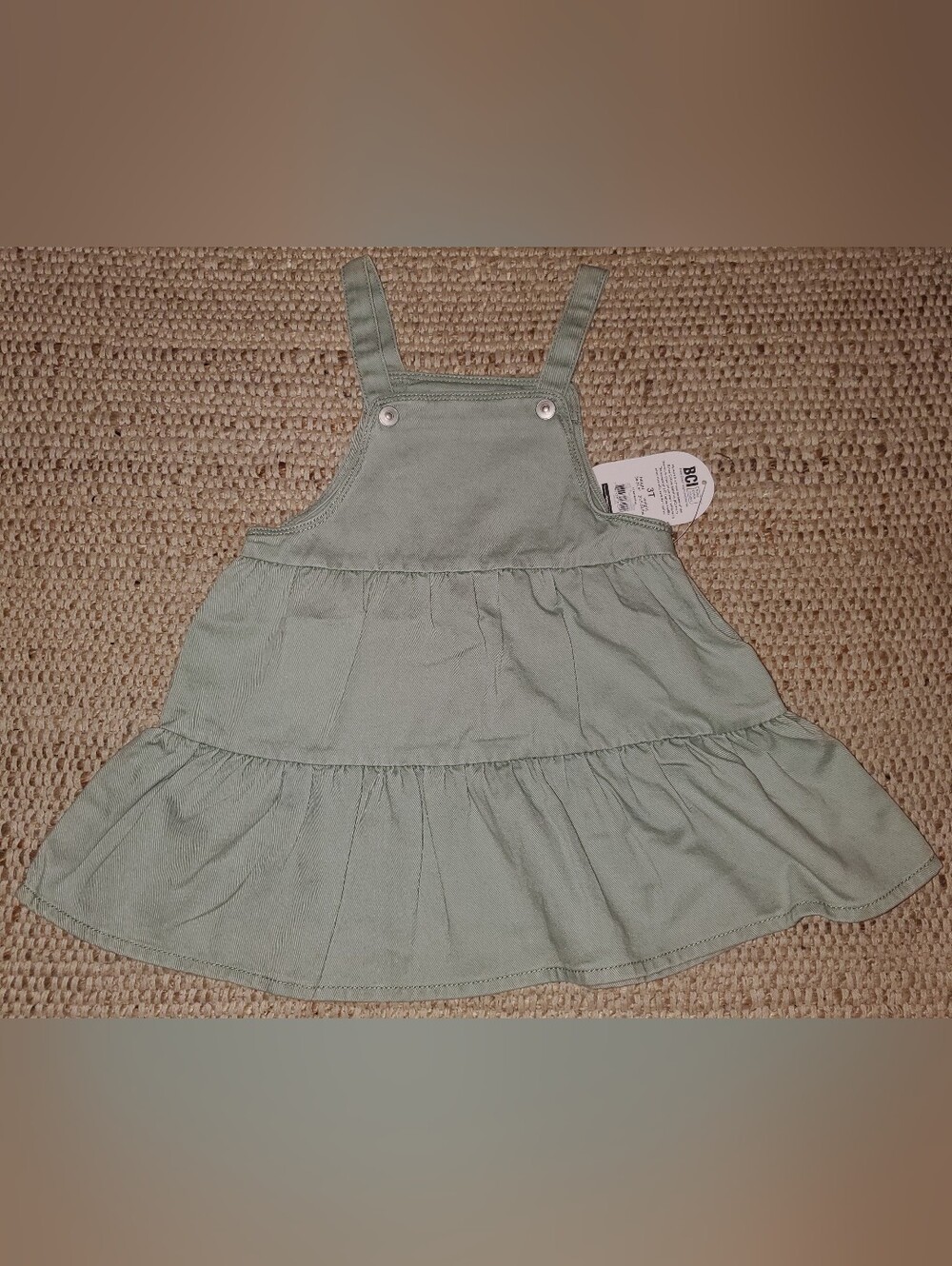 Kids 3T Sage Green Tiered Pinafore Dress